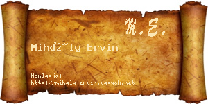 Mihály Ervin névjegykártya